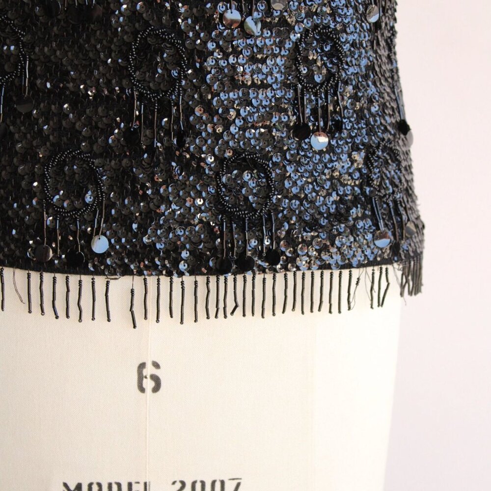 Vintage 1960s Womens Top, Forecast Shops Beaded and Sequined Sweater Blouse, - Picture 3 of 10